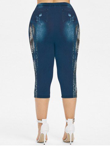 Plus Size Leopard Printed Capri Jeggings