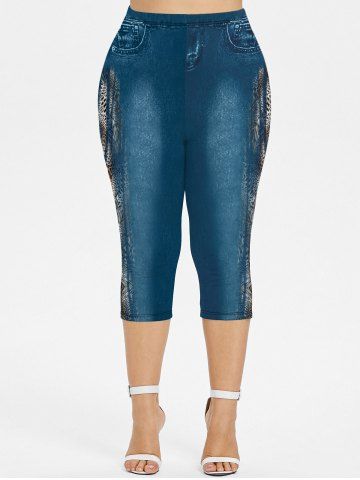 Plus Size Leopard Printed Capri Jeggings