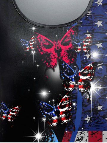 Gothic Butterfly Patriotic American Flag Print T-shirt