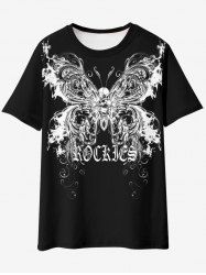 Gothic Skull Butterfly Graphic Tee -  