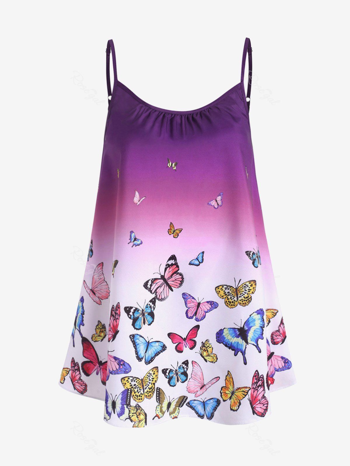 Best Plus Size Ombre Butterfly Print Cami Top  