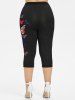 American Flag Bowknot Printed Tee and Butterfly American Flag Printed Leggings Plus Size Summer Outfit -  