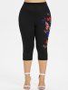 American Flag Bowknot Printed Tee and Butterfly American Flag Printed Leggings Plus Size Summer Outfit -  