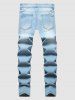 Ripped Faded Color Jeans -  
