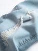 Ripped Faded Color Jeans -  