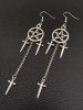Gothic Pentacle Sword Cross Drop Earrings -  