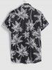 Men's Tropical Coconut Tree Print Hawaiian Summer Casual Beach Vacation Button Short Sleeve Shirt -  
