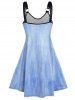 Robe à Bretelle à Imprimé 3D Papillon Anneau en O en Faux Denim - Bleu clair S