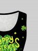 Plus Size St Patrick's Day Clovers Printed Lace Panel Graphic Top -  