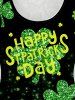Plus Size St Patrick's Day Clovers Printed Lace Panel Graphic Top -  