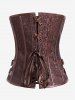 Gothic Grommets Lace-up Buckle Boning Brocade Corset -  