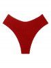 Bas de Bikini Texturé Croisé à Taille Haute à Lacets - Rouge M