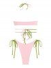 Ribbed Cross Bicolor Halter Bikini Swimwear -  