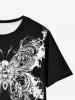 T-shirt Papillon Crâne Graphique - Noir 6XL
