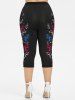Gothic American Flag Butterfly Print Capri Leggings -  