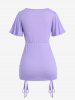 Plus Size Flutter Sleeves Cinched Ruched Surplice Tee -  