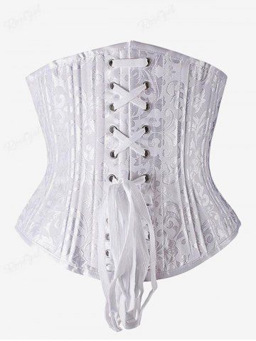 Gothic D-ring PU Leather Panel Ladder Cutout Dress And Gothic Lace-up Boning Underbust Brocade Corset Gothic Outfit