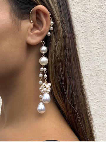 1Pc Faux Pearl Beaded Ear Wrap - WHITE
