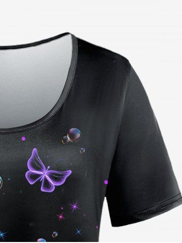 Plus Size Short Sleeves Galaxy Butterfly Printed Tee