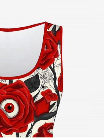 Gothic Rose Eye Print Sleeveless A Line Dress