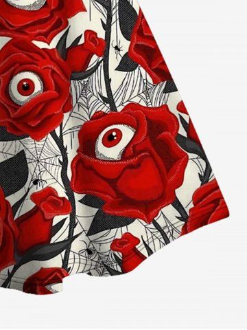 Gothic Rose Eye Print Sleeveless A Line Dress