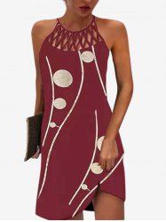 Plus Size Crisscross Caged Cutout Glitter Print Cami Dress -  