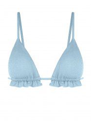 Haut de Bikini Métallique à Volants - Bleu clair S