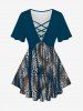 Leopard Printed Crisscross Tee and Capri Jeggings Plus Size Outfits -  