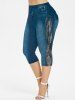 Leopard Printed Crisscross Tee and Capri Jeggings Plus Size Outfits -  