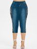 Leopard Printed Crisscross Tee and Capri Jeggings Plus Size Outfits -  