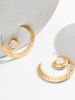 Boucles D'Oreilles Motif Croissant de Lune et Perle Fantaisie - d'or 