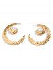 Boucles D'Oreilles Motif Croissant de Lune et Perle Fantaisie - d'or 