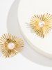 Heart Burr Faux Pearl Decor Stud Earrings -  