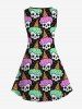 Gothic Skull Ice Cream Print Sleeveless A Line Dress -  
