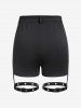 Gothic Mesh Overlay Tie Dye Grommets Buckle Garter Shorts -  