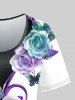 T-shirt Fleuri Papillon et Demi-Transparent de Grande Taille - Pourpre  5x | US 30-32