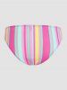 Colorful Stripe Print Plunge Padded Tankini Swimsuit -  