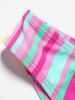 Colorful Stripe Print Plunge Padded Tankini Swimsuit -  