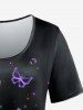 Plus Size Short Sleeves Galaxy Butterfly Printed Tee -  