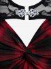 Plus Size Lace Shrug Top and Twist Plaid Cami Top Set -  