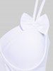 Maillot de Bain Bikini Rembourré avec Nœud Papillon de Grande Taille Trois Pièces - Blanc 1X | US 14-16
