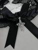 Collier en Dentelle avec Nœud et Croix Style Gothique - Noir 