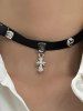 Gothic Dark Cross Choker Necklace -  