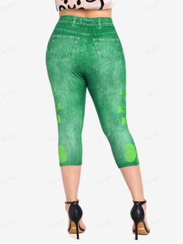Clovers Raglan Sleeves Graphic Tee and Leggings Plus Size Summer Outfit