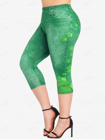Clovers Raglan Sleeves Graphic Tee and Leggings Plus Size Summer Outfit