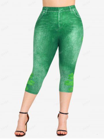 Clovers Raglan Sleeves Graphic Tee and Leggings Plus Size Summer Outfit