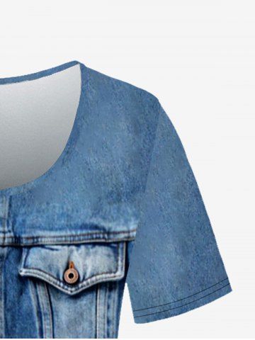 Plus Size 3D Denim Paint Splatter Printed Tee