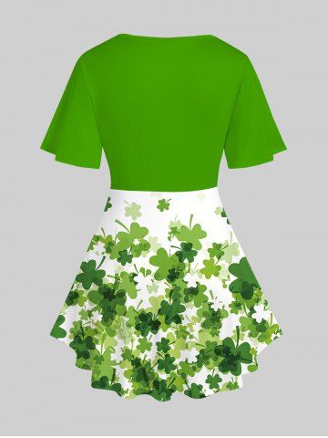 Plus Size Saint Patrick's Day Crisscross Strappy Printed T-shirt