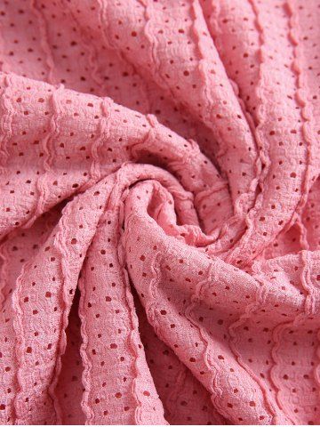 Plus Size Hollow Out Trim Backless Textured Tank Top