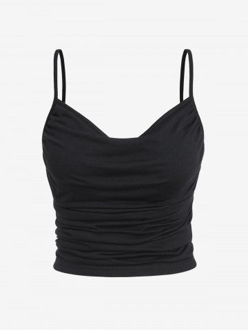 Plus Size Draped Ruched Open Back Crop Top - BLACK - 4X | US 26-28